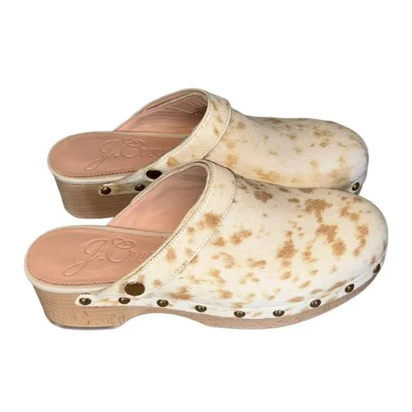 J. Crew Calf Hair Convertible Strap Wooden Clogs - Size 7.5 - Picture 3 of 5